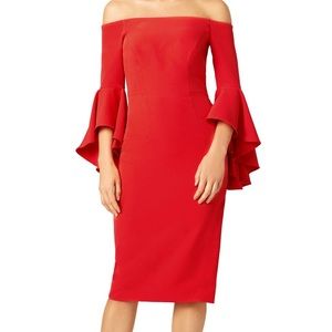 Milly Red Selena Slit Dress w/ Flare Sleeves sz 10